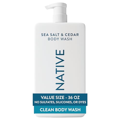 Native Body Wash for Women & Men  Sea Salt & Cedar  36 oz Pump Bottle  Sulfate Free & Gentle for All Skin Types