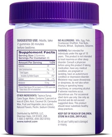 Natrol 10 mg Melatonin Gummies  Sleep Support for Adults  Melatonin Supplements for Sleeping  90 Strawberry Flavored Gummies  45 Day Supply
