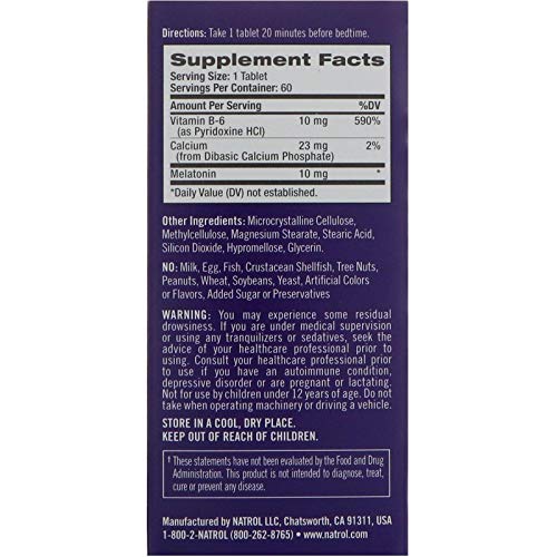 Natrol Advanced Sleep Melatonin Tablets  Maximum Strength 10 mg 60 ea