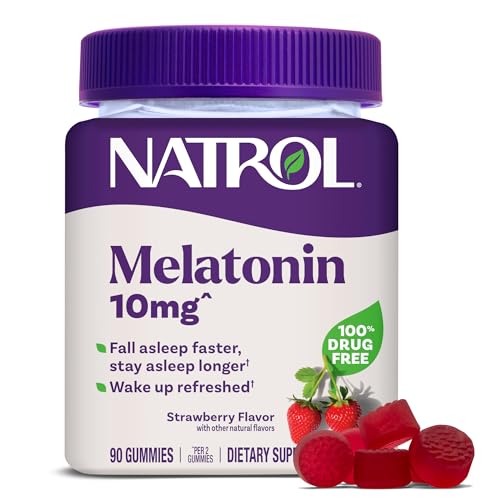 Natrol Melatonin Gummies  Sleep Support  90 Strawberry Flavored Adult Melatonin Gummies  10 mg Sleep Aids for Adults