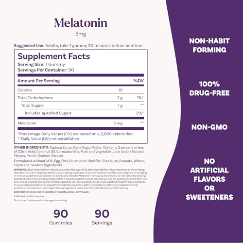 Natrol Melatonin Gummies  Sleep Support  90 Strawberry Flavored Adult Melatonin Gummies  5 mg Sleep Aids for Adults