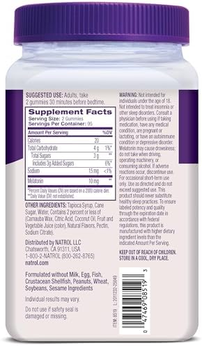 Natrol Melatonin Gummies  Sleep Support  190 Strawberry Flavored Adult Melatonin Gummies  10 mg Sleep Aids for Adults