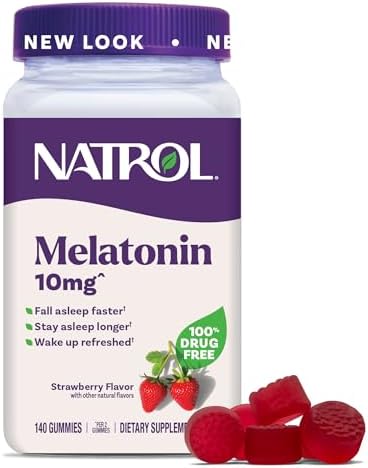 Natrol Melatonin Gummies  Sleep Support for Adults  Melatonin 10 mg  140 Strawberry Flavored  Up to 70 Days