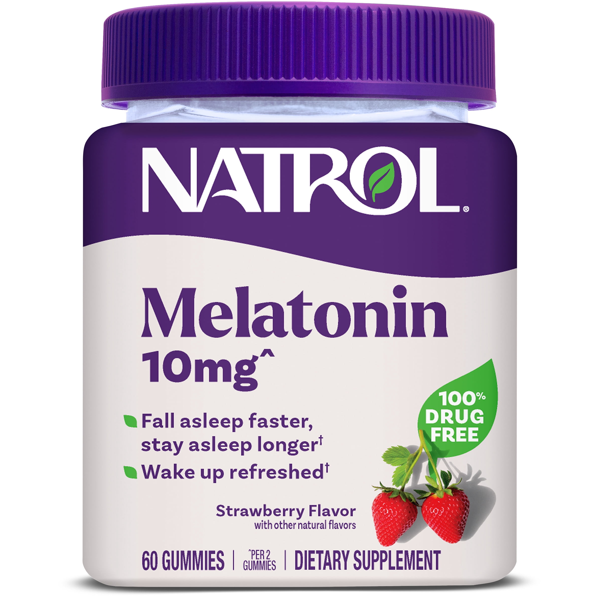 Natrol  10mg Melatonin Gummies  Supplements for Sleeping  60 Strawberry Gummies  30 Day Supply