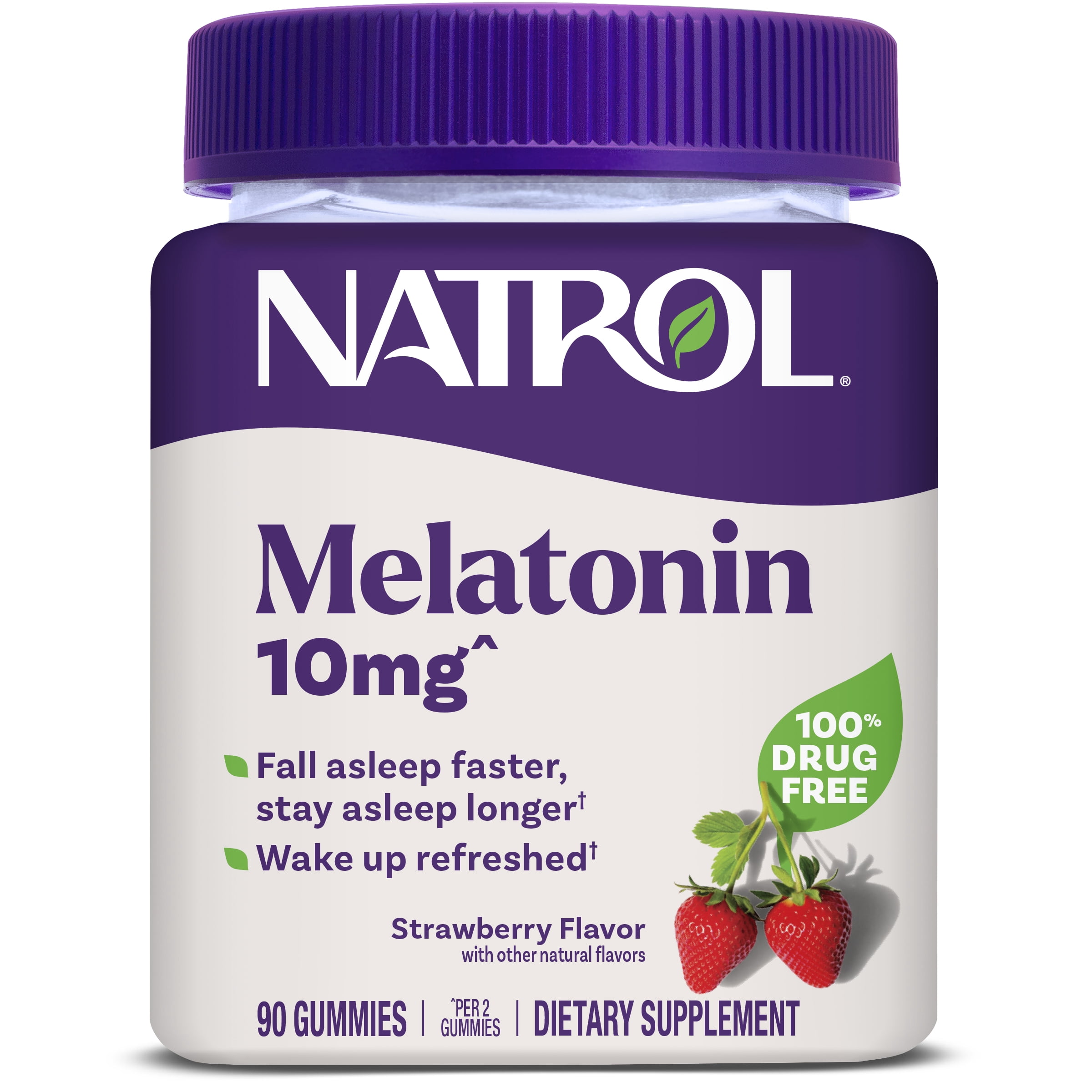Natrol  Melatonin Gummies  Sleep Support for Adults  Strawberry Flavor  10mg  90 Count