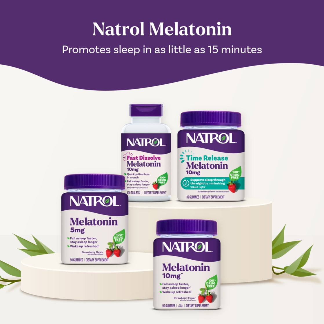 Natrol  Melatonin Gummies  Sleep Support for Adults  Strawberry Flavor  10mg  90 Count