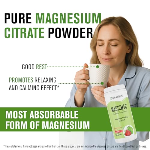 NaturalSlim Magicmag Pure Magnesium Citrate Powder   Stress  Constipation  Muscle  and Heart Support   Natural Strawberry & Lime Flavored Magnesium Supplement   8oz Drink Mix  2 Pack