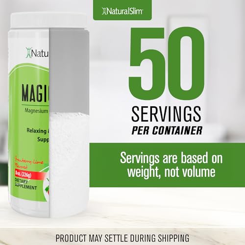 NaturalSlim Magicmag Pure Magnesium Citrate Powder   Stress  Constipation  Muscle  and Heart Support   Natural Strawberry & Lime Flavored Magnesium Supplement   8oz Drink Mix  2 Pack