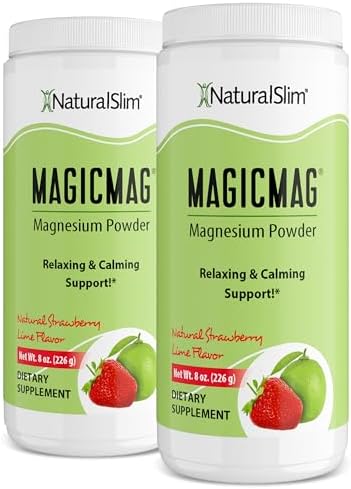 NaturalSlim Magicmag Pure Magnesium Citrate Powder   Stress  Constipation  Muscle  and Heart Support   Natural Strawberry & Lime Flavored Magnesium Supplement   8oz Drink Mix  3 Pack 