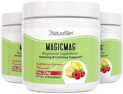 NaturalSlim Magicmag Pure Magnesium Citrate Powder   Stress  Constipation  Muscle  and Heart Support   Natural Strawberry & Lime Flavored Magnesium Supplement   8oz Drink Mix  3 Pack 