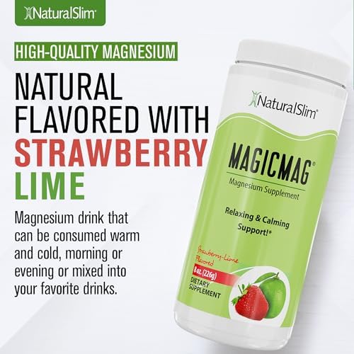 NaturalSlim Magicmag Pure Magnesium Citrate Powder   Stress  Constipation  Muscle  and Heart Support   Natural Strawberry & Lime Flavored Magnesium Supplement   8oz Drink Mix  3 Pack 