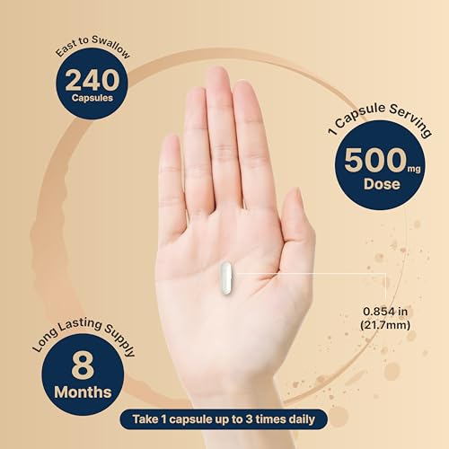 NatureBell Magnesium Glycinate 500mg  240 Capsules   100  Chelated & Purified   Sleep  Muscle & Heart Support   3rd Party Tested  Non GMO  Gluten Free
