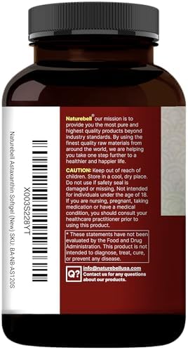 NatureBell Maximum Strength Astaxanthin 12mg  240 Softgels   4 Month Supply   Natural Antioxidant from Haematococcus Pluvialis Microalgae   Non GMO  Gluten Free