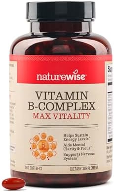 NatureWise Complejo de vitamina B para mujeres y hombres – con ácido fólico biotina B1 B2 B3 B6 B12 – Apoya la energía celular y la claridad mental – Sin gluten ni lácteos, sin OMG – 150 cápsulas blandas [suministro para 5 meses]