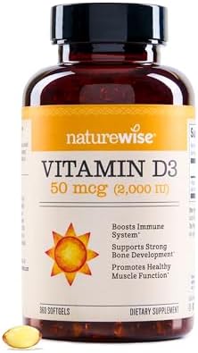 NatureWise Vitamina D3 5000iu (125 mcg) Suministro de 1 año para el apoyo inmunológico, función muscular saludable y salud ósea - Sin GMO, libre de gluten en aceite de oliva virgen extra orgánico