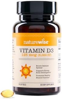 NatureWise Vitamina D3 5000iu (125 mcg) Suministro de 1 año para el apoyo inmunológico, función muscular saludable y salud ósea - Sin GMO, libre de gluten en aceite de oliva virgen extra orgánico
