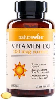 NatureWise Vitamina D3 5000iu (125 mcg) Suministro de 1 año para el apoyo inmunológico, función muscular saludable y salud ósea - Sin GMO, libre de gluten en aceite de oliva virgen extra orgánico