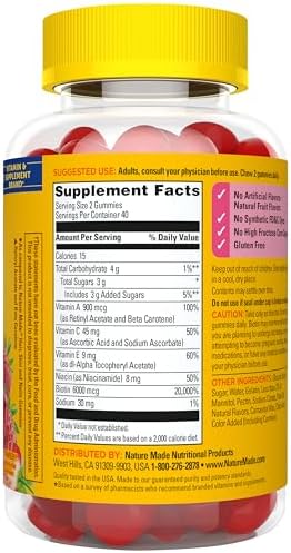 Nature Made Advanced Hair Skin and Nails Gummies  Biotin  Pro Retinol A  Niacinamide  Vitamin C & Vitamin E  80 Gummies  40 Day Supply