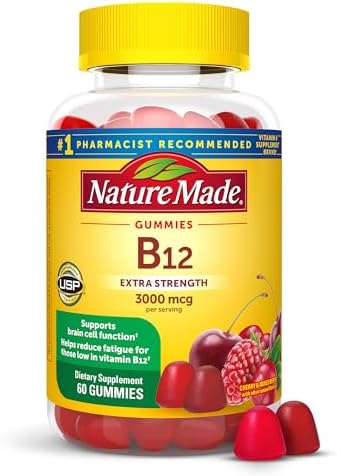 Nature Made Extra Strength Vitamin B12 Gummies 3000 mcg per serving  B12 Vitamins for Energy Metabolism Support  60 Gummy Vitamins  30 Day Supply