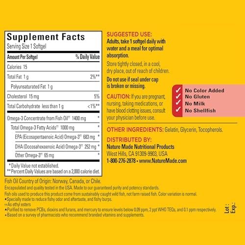 Nature Made Extra Strength Omega 3 Fish Oil Supplements  1400mg  Fish Oil Omega 3 Supplements as Ethyl Esters for Healthy Heart  Brain  Eyes  Mood Support  45 Softgels  45 Day Supply   Pack of 2
