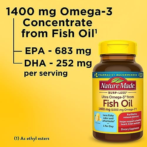 Nature Made Extra Strength Omega 3 Fish Oil Supplements  1400mg  Fish Oil Omega 3 Supplements as Ethyl Esters for Healthy Heart  Brain  Eyes  Mood Support  45 Softgels  45 Day Supply   Pack of 2