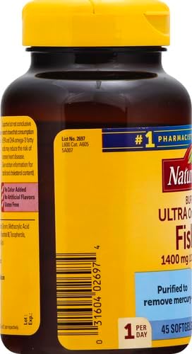 Nature Made Extra Strength Omega 3 Fish Oil Supplements  1400mg  Fish Oil Omega 3 Supplements as Ethyl Esters for Healthy Heart  Brain  Eyes  Mood Support  45 Softgels  45 Day Supply   Pack of 2