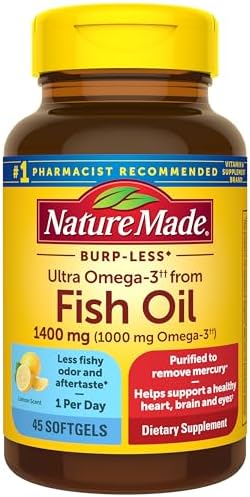 Nature Made Extra Strength Omega 3 Fish Oil Supplements  1400mg  Fish Oil Omega 3 Supplements as Ethyl Esters for Healthy Heart  Brain  Eyes  Mood Support  45 Softgels  45 Day Supply   Pack of 2