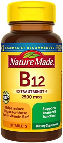 Nature Made Extra Strength Vitamin B12 2500 mcg  B12 Vitamins  Dietary Supplement for Energy Metabolism Support  60 Tablets  60 Day Supply