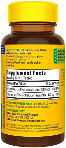 Nature Made Extra Strength Vitamin B12 2500 mcg  B12 Vitamins  Dietary Supplement for Energy Metabolism Support  60 Tablets  60 Day Supply