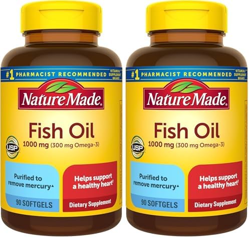 Nature Made Fish Oil Omega 3 Supplements  1000mg Softgels  Omega 3 Fish Oil for Healthy Heart Support  250 Softgels  125 Day Supply