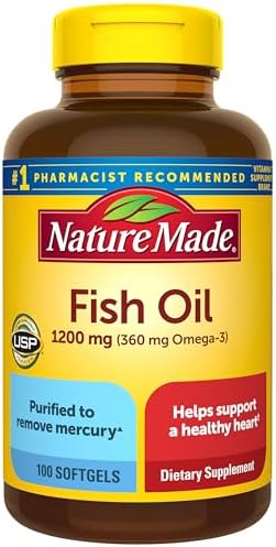 Nature Made Fish Oil Omega 3 Supplements  1200mg Softgels  Omega 3 Fish Oil for Healthy Heart Support  100 Softgels  50 Day Supply