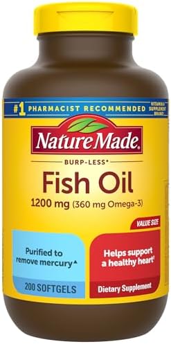 Nature Made Fish Oil Omega 3 Supplements  1200mg Softgels  Omega 3 Fish Oil for Healthy Heart Support  100 Softgels  50 Day Supply