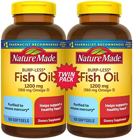 Nature Made Fish Oil Omega 3 Supplements  1200mg Softgels  Omega 3 Fish Oil for Healthy Heart Support  100 Softgels  50 Day Supply