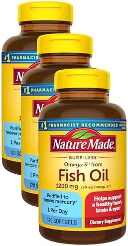 Nature Made Fish Oil Omega 3 Supplements  1200mg Softgels  Omega 3 Fish Oil for Healthy Heart Support  100 Softgels  50 Day Supply