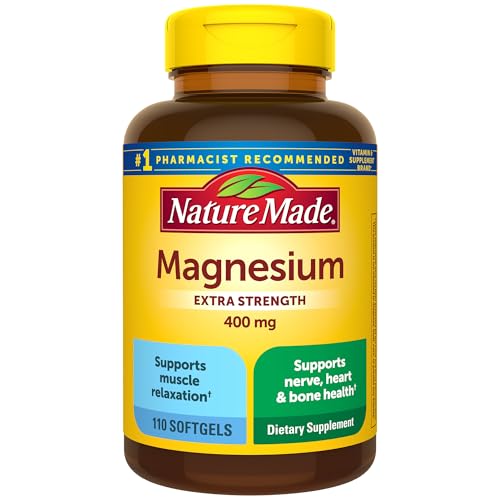Nature Made Oxido de magnesio extra fuerte 400 mg, suplemento dietético para apoyo muscular, 110 unidades