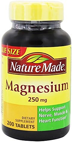 Nature Made Magnesium Oxide 250 mg  Magnesium Supplements for Men and Women  Support for Muscle  Heart  Bone and Nerve Health  200 Tablets  200 Day Supply