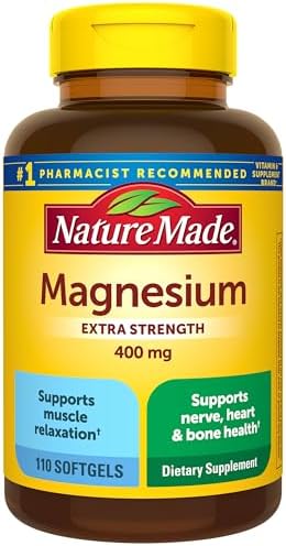 Nature Made Magnesium Oxide 400 mg Softgels  Extra Strength Magnesium Supplements for Men and Women  Support for Muscle  Nerve  Bone and Heart  110 Day Supply