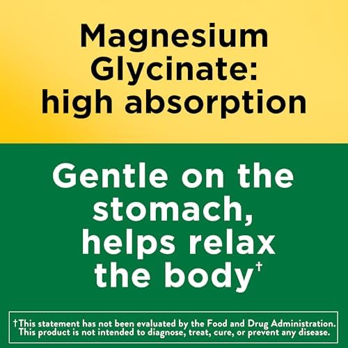 Nature Made Magnesium Glycinate 200 mg per serving  Magnesium Supplement for Muscle  Heart  Nerve and Bone Support  180 Magnesium Bisglycinate Capsules  90 Day Supply