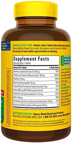 Nature Made Super B Complex with Vitamin C and Folic Acid  Dietary Supplement for Immune Support  140 Tablets  140 Day Supply