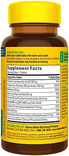 Nature Made Super B Complex with Vitamin C and Folic Acid  Dietary Supplement for Immune Support  140 Tablets  140 Day Supply