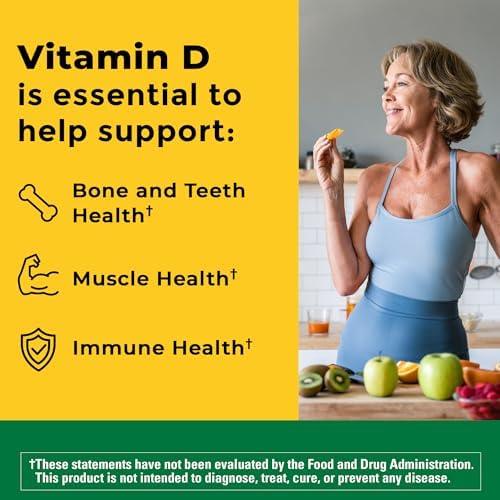 Nature Made Vitamin D3 2000 IU  50 mcg   Vitamin D Supplement for Bone  Teeth  Muscle and Immune Health Support  250 Softgels  250 Day Supply