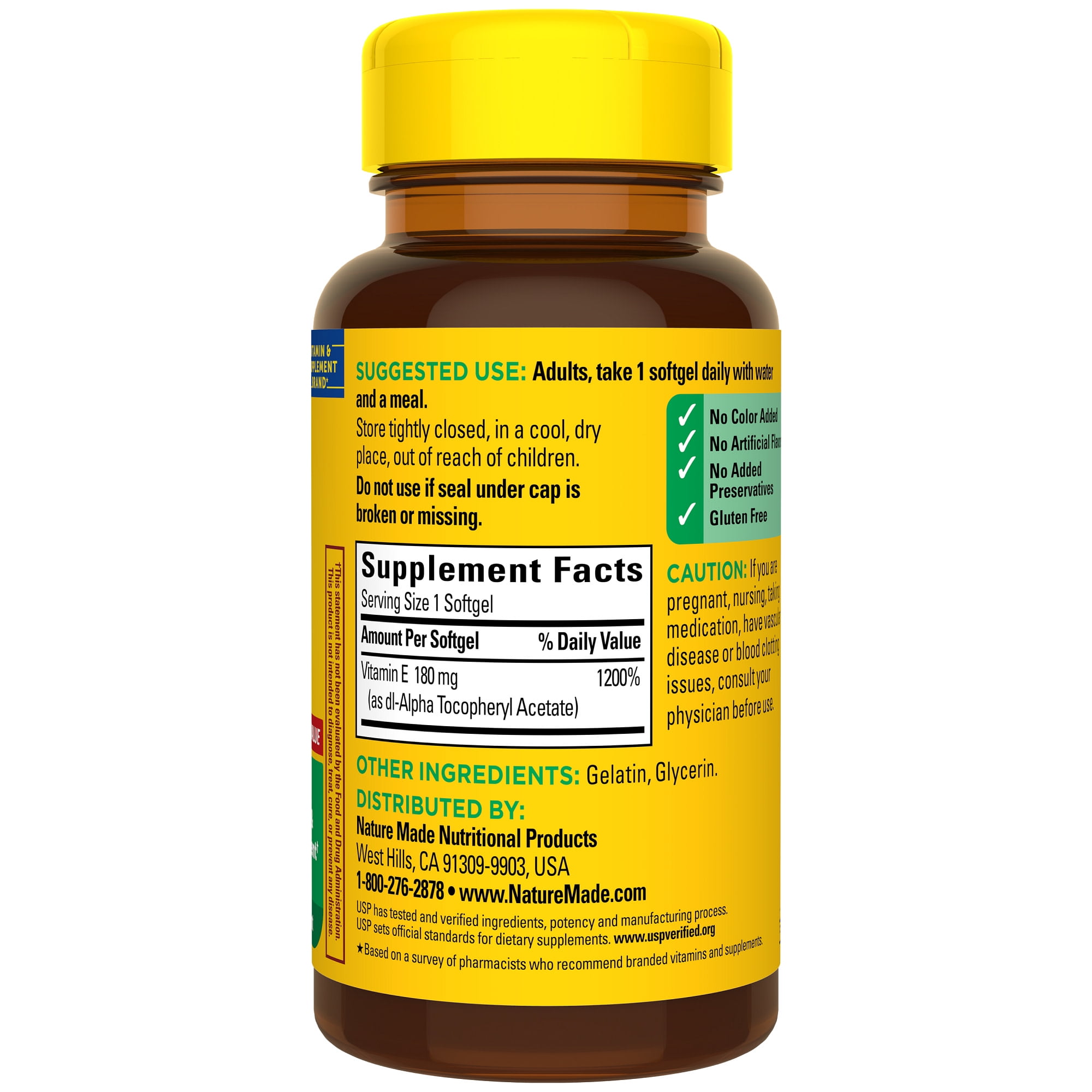 Nature Made Vitamina E 180 mg (400 IU) dl-Alpha Cápsulas Blandas, Suplemento Dietético, 120 Unidades