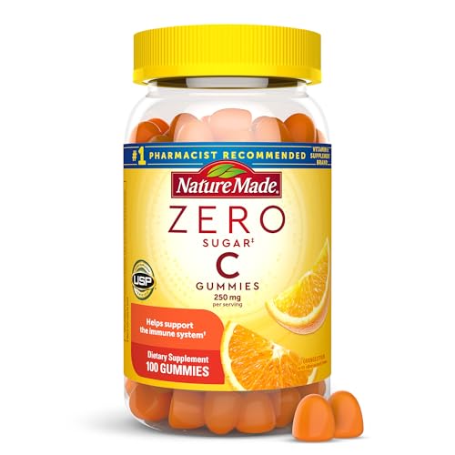Nature Made Zero Sugar Vitamin C Gummies 250 mg per Serving  Immune & Antioxidant Support  Aspartame Free  100 Sugar Free Gummies  50 Day Supply