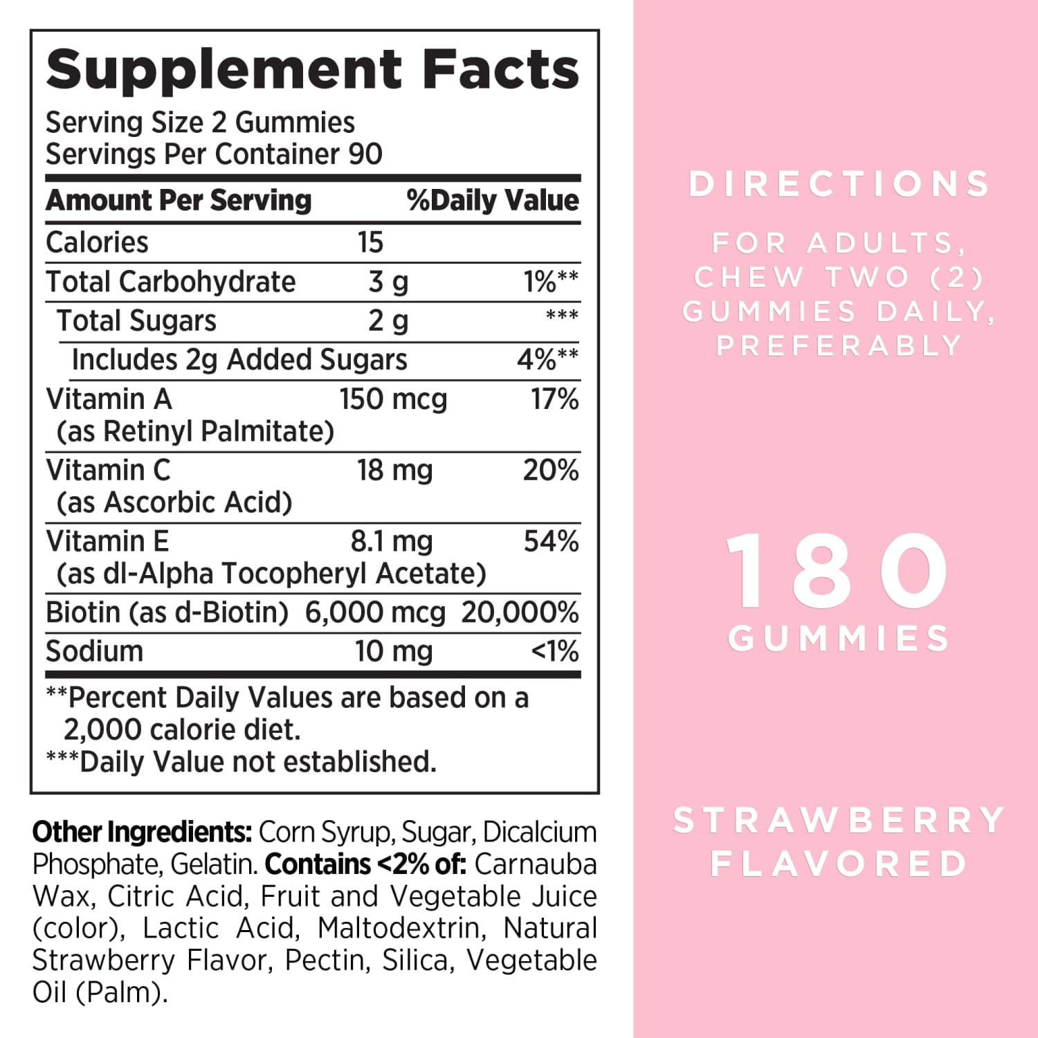 Nature s Bounty Advanced Hair  Skin and Nails Vitamin  Women s Multivitamin  2x Biotin  Strawberry Gummies  180 Ct