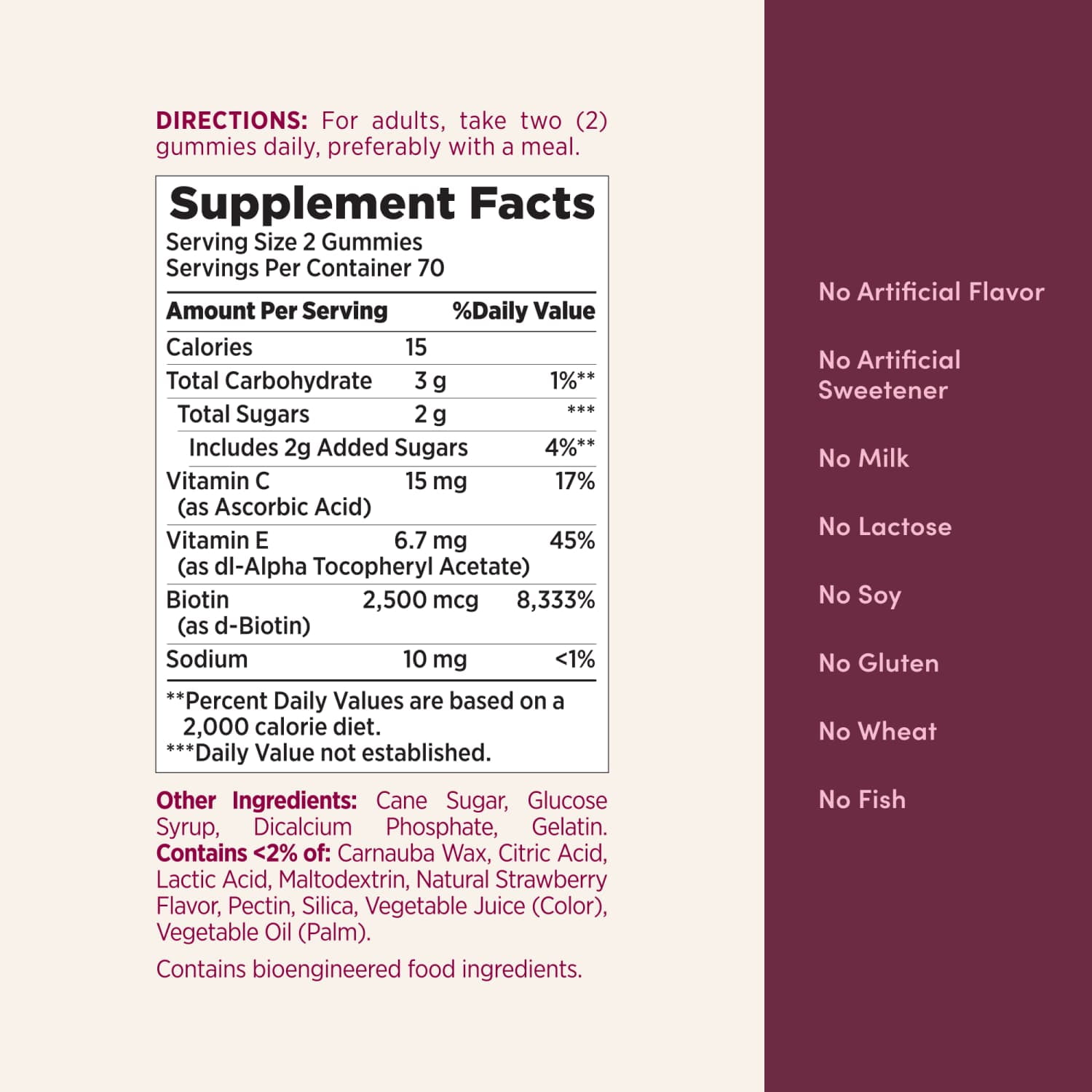 Nature's Bounty Vitaminas para el Cabello, la Piel y las Uñas con Biotina, Gomitas, 140 Unidades