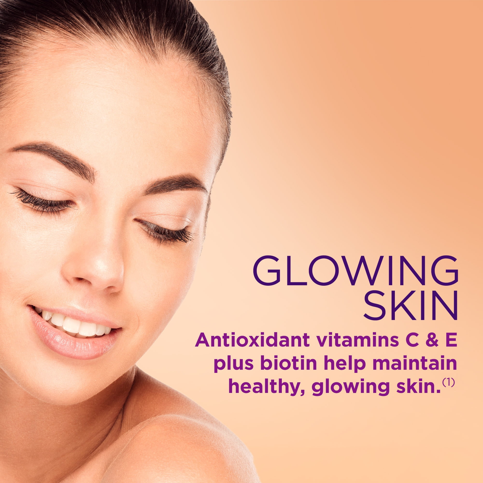 Nature s Bounty Hair Skin and Nails Vitamin with Collagen and Biotin  Women s Multivitamin  Tropical Citrus Gummies  90 Ct