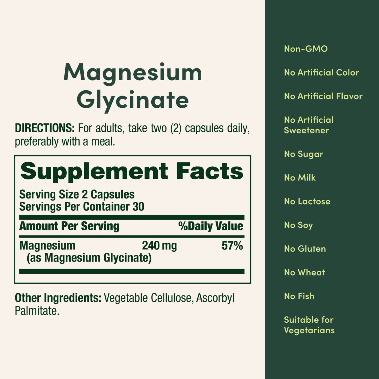 Nature's Bounty Suplementos de Glicinato de Magnesio de Alta Absorción, 240 Mg, Apoyan la Relajación Muscular, la Salud Sea, Cardíaca y Nerviosa, 60 Cápsulas