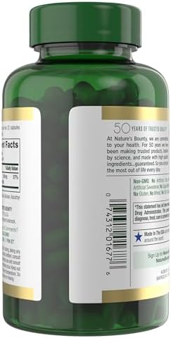 Nature’s Bounty Glicinato de magnesio de alta absorción 240 mg para apoyar la relajación muscular y la salud de los huesos, corazón y nervios – Sin GMO, sin gluten, vegetariano, 120 unidades/60