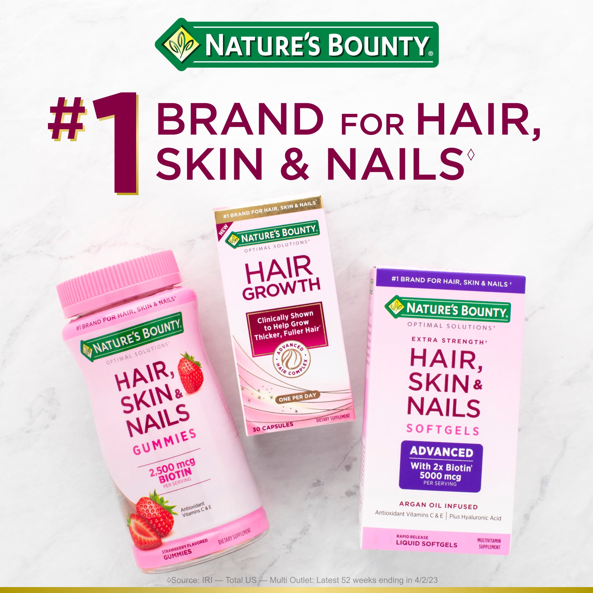 Nature s Bounty Optimal Solutions Advanced Hair  Skin and Nail Biotin & Vitamins A  C  & E  Women s Multivitamin  Softgels  120 Ct