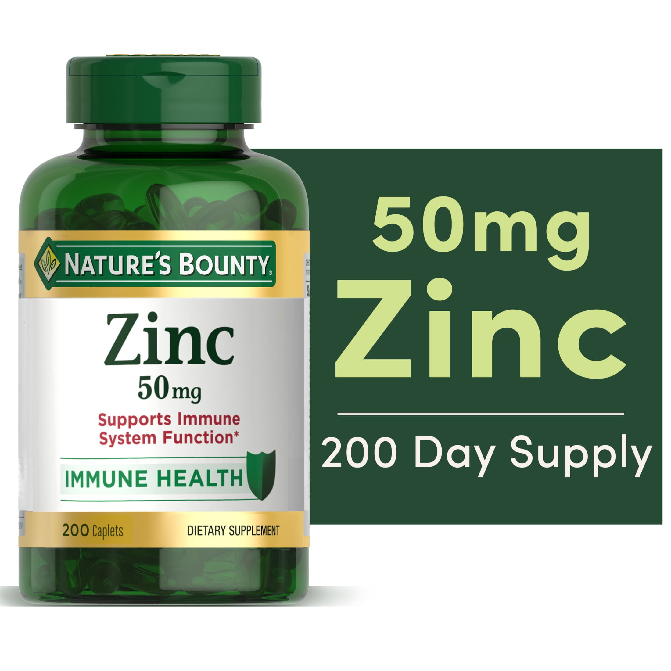 Nature s Bounty Zinc  Immune and Antioxidant Support  Dietary Supplement  50mg  Caplets  200 Ct